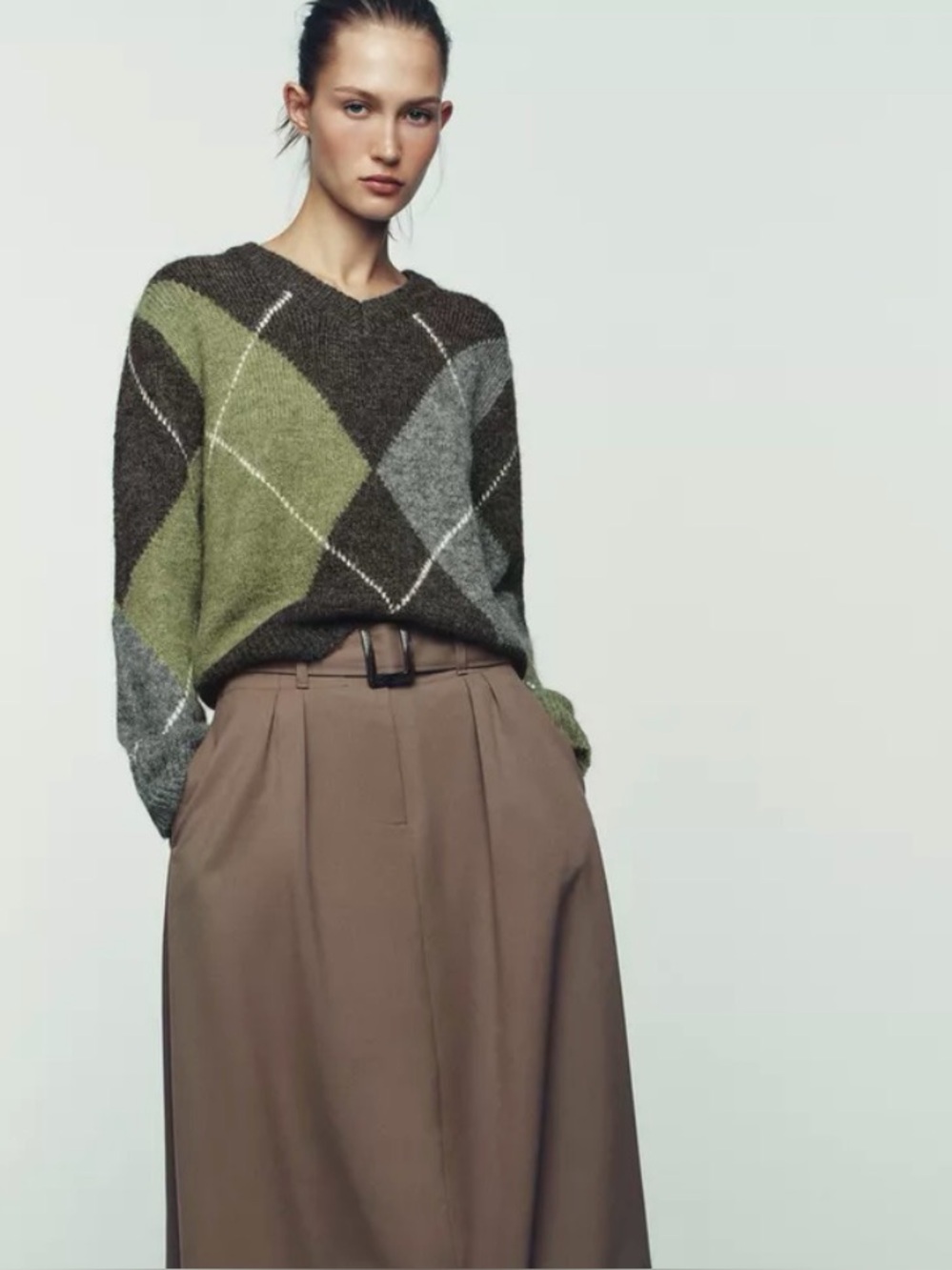 ZARA BLOGGER FAVORITE DIAMOND KNIT jumper sweater NWT small - Picture 2 of 10